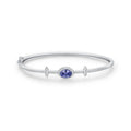 Silver Bracelet With Blue Stone 925 Sterling Silver Oval Zirconia Bangle