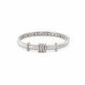 925 Sterling Silver Bangle Brushed Finish Cubic Zirconia Slider Accent