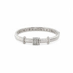 925 Sterling Silver Bangle Brushed Finish Cubic Zirconia Slider Accent
