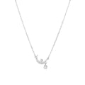Crescent Moon Necklace With Star 925 Sterling Silver Cubic Zirconia Prong-Set Star Charm