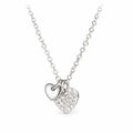 Heart Charm Necklace 925 Sterling Silver Double Heart Pendant with Cubic Zirconia