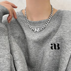 H Necklace 925 Sterling Silver Chunky Chain Choker