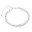 Silver round bead bracelet with alternating brushed beads and polished spacers on a white background