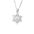 Snowflake Necklace in 925 Sterling Silver with Round Moissanite Center and Starburst Cluster