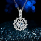 Snowflake Necklace with Openwork Star Wheel and Moissanite Center in 925 Sterling Silver