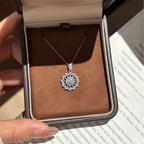 Snowflake Necklace with Openwork Star Wheel and Moissanite Center in 925 Sterling Silver