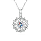 Snowflake Necklace with Openwork Star Wheel and Moissanite Center in 925 Sterling Silver