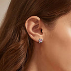 Snowflake Stud Earrings 925 Sterling Silver Cubic Zirconia Multicolor