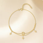 Star Bracelet in 925 Sterling Silver with an Ornate Eight Point Star Centerpiece