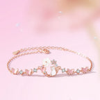 925 Sterling Silver Flower Bracelet with Butterfly and Cat Motifs
