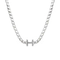 H Necklace 925 Sterling Silver Chunky Chain Choker