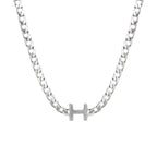 H Necklace 925 Sterling Silver Chunky Chain Choker