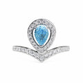 Teardrop Ring 925 Sterling Silver 1 Carat Cubic Zirconia Crown Design