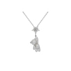 Teddy Bear Necklace in 925 Sterling Silver with Bow Detail and Cubic Zirconia Star