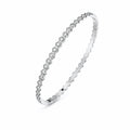 Tennis Bangle 925 Sterling Silver Cubic Zirconia Geometric Faceted Edge Design