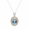 Gemstone Pendant Necklace with an Oval Ballerina Halo Inspired by Art Deco in 925 Sterling Silver