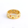 Vintage 925 Sterling Silver Wide Band Ring with Cubic Zirconia