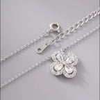 Clover Choker Necklace 925 Sterling Silver Four Pear-Shaped Cubic Zirconia Stones