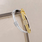 925 Sterling Silver Bangle Brushed Finish Cubic Zirconia Slider Accent